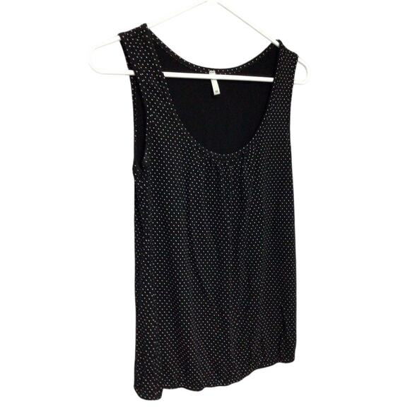 Amisu Black & White Polka Dot Tank Elastic Bottom Size Small - Picture 1 of 10